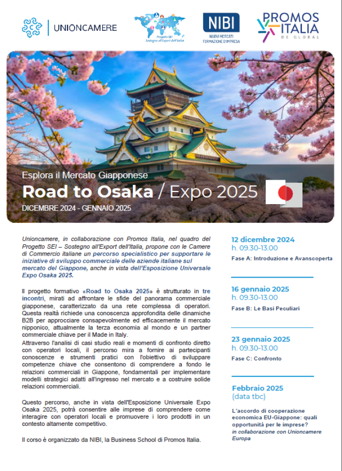 Road to Osaka / Expo 2025 Esplora il Mercato Giapponese dicembre
